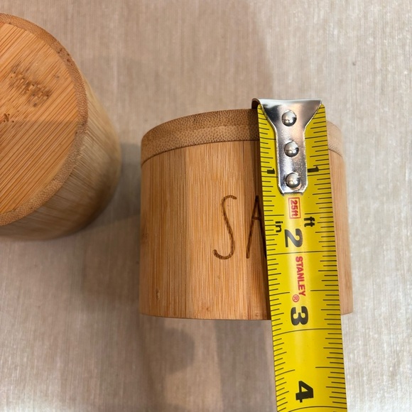 RAE DUNN Salt and Pepper Carved into the  Bamboo Cellars Containers - Picture 8 of 8